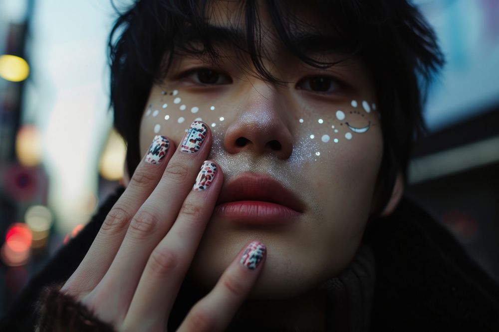 Korean man nail portrait adult.