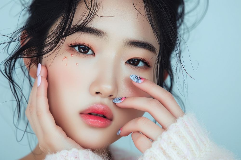 Korean women cosmetics skin nail.