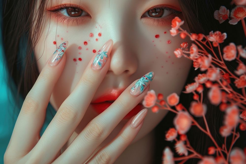 Korean women nail portrait finger.