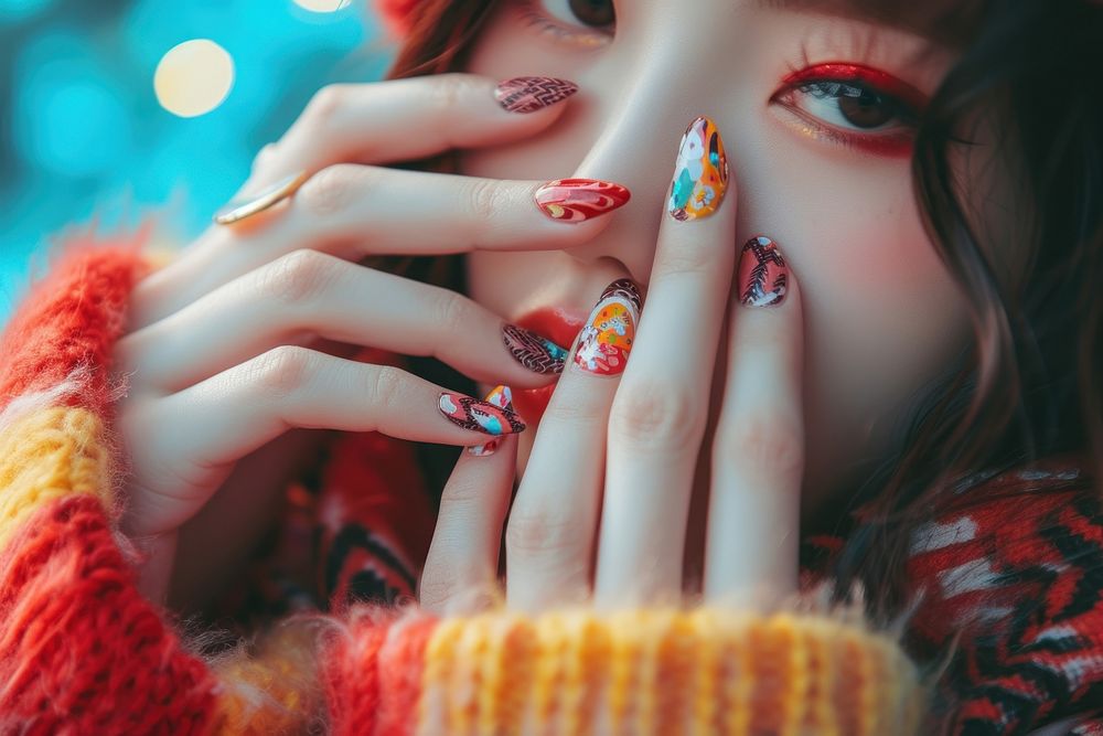 Korean women nail finger hand.