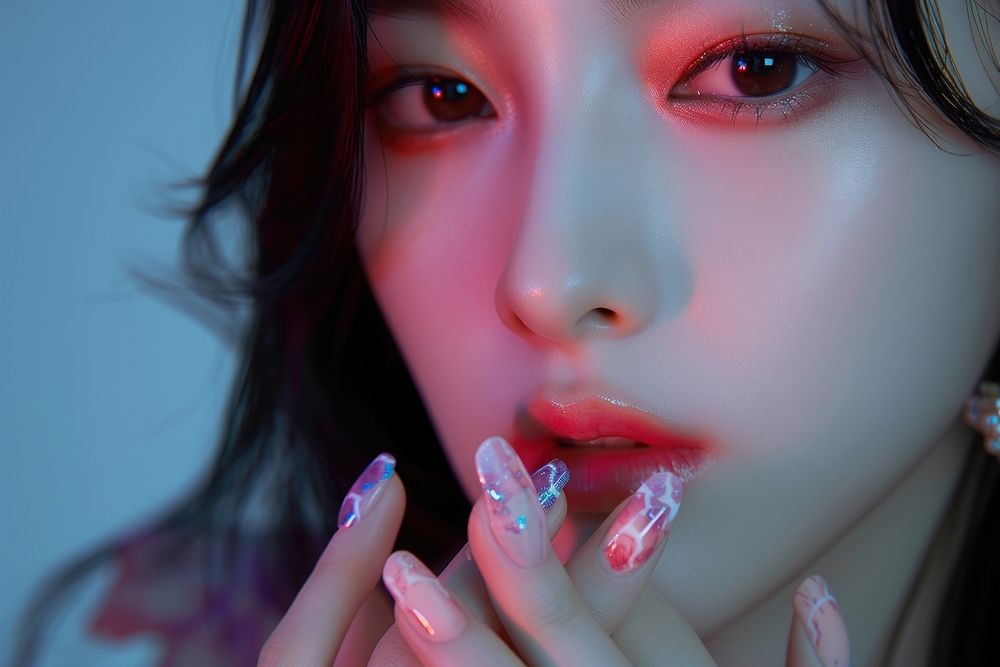 Korean women nail portrait finger.