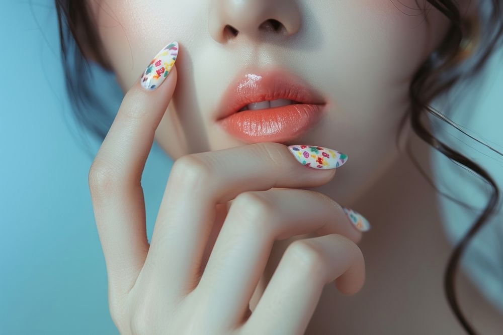 Korean women nail cosmetics lipstick.