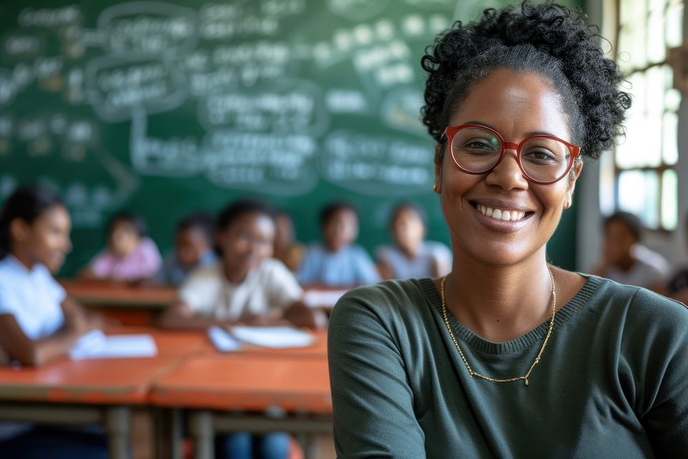 Multi ethnic teacher at classroom student glasses adult.