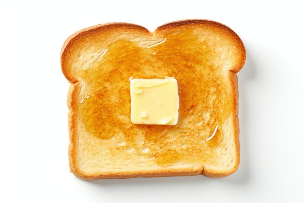 Toast with butter bread food white background.