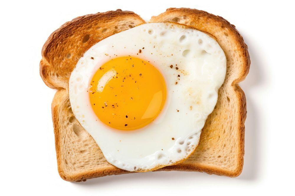 Toast with fried egg bread food white background.