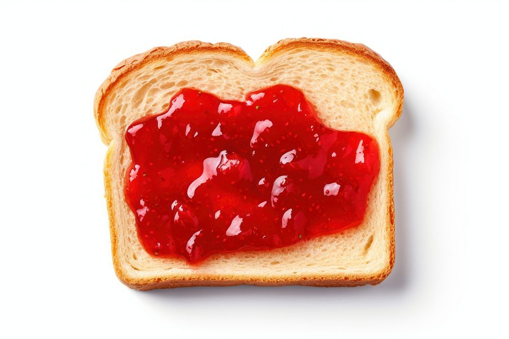 Toast with strawberry jam ketchup bread slice.