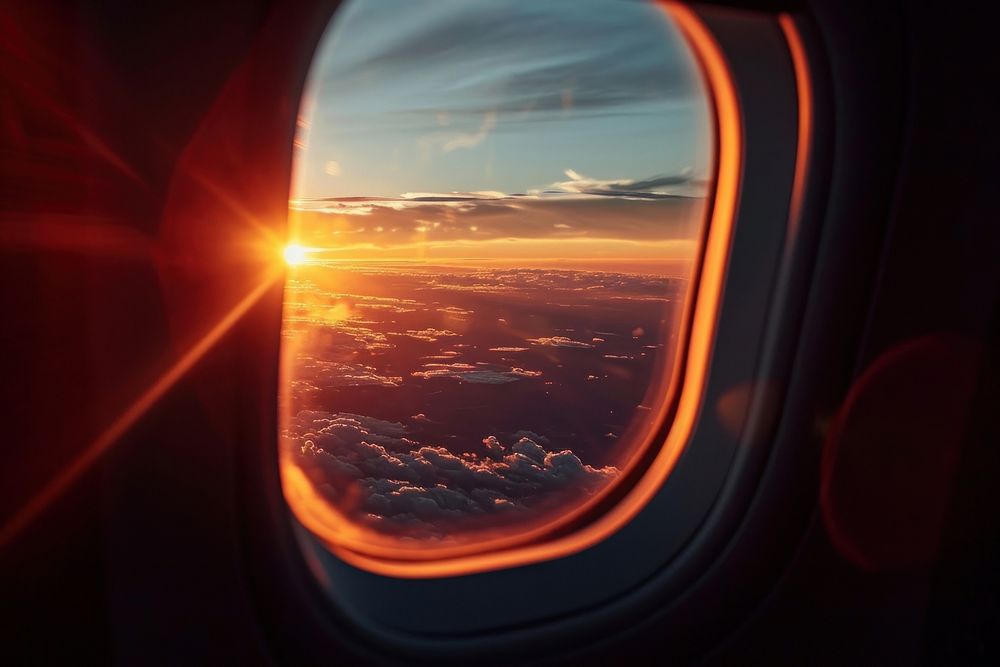 Airplane window vehicle nature sky. AI generated Image by rawpixel.