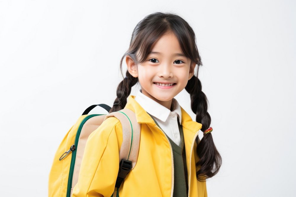 Asian school girl portrait smiling smile.