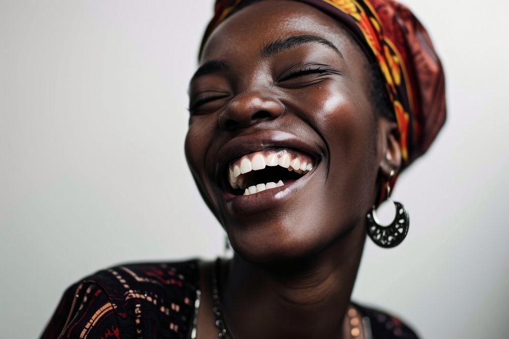 Black woman laughing smile adult accessories. AI generated Image by rawpixel.
