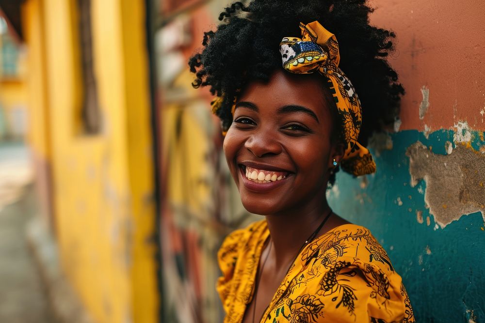 Black woman smiling cheerful adult smile. AI generated Image by rawpixel.