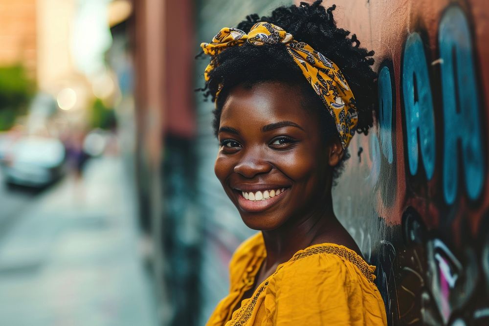 Black woman smiling portrait cheerful smile. AI generated Image by rawpixel.