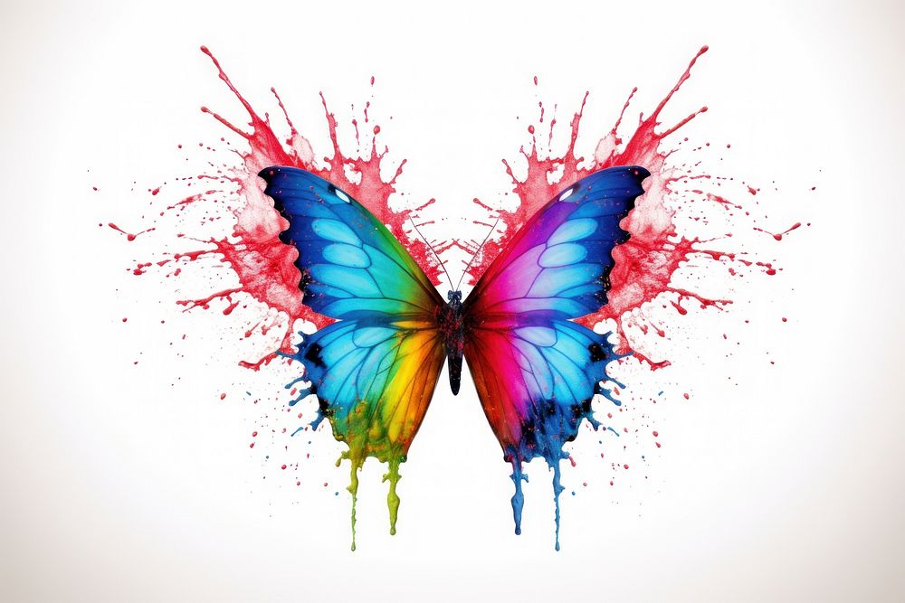 Butterfly white background creativity splattered. AI generated Image by rawpixel.