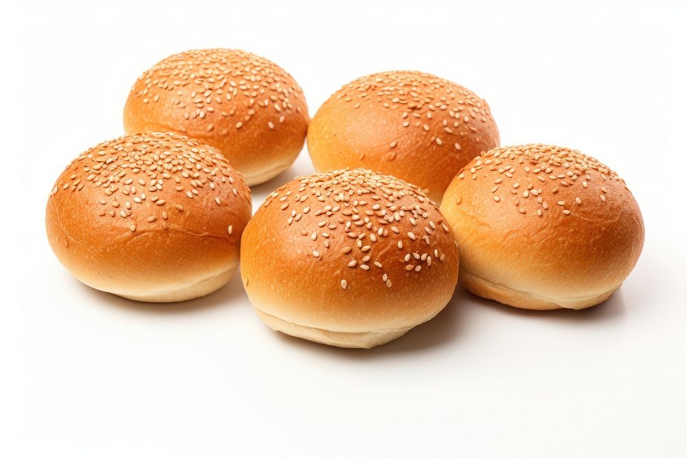 Burger buns bread food white background.
