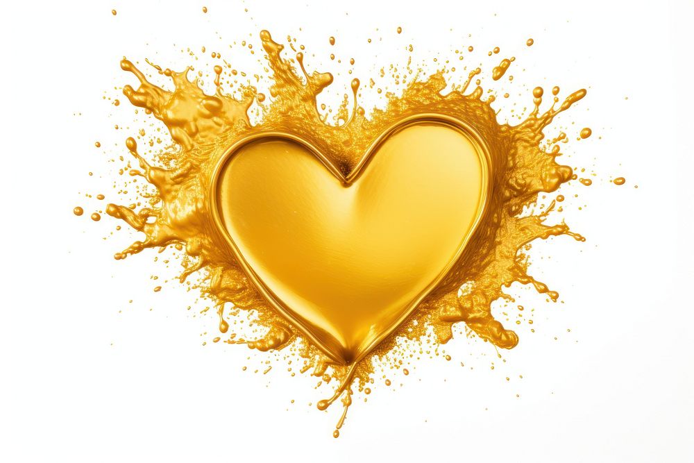 Gold backgrounds heart white background. AI generated Image by rawpixel.