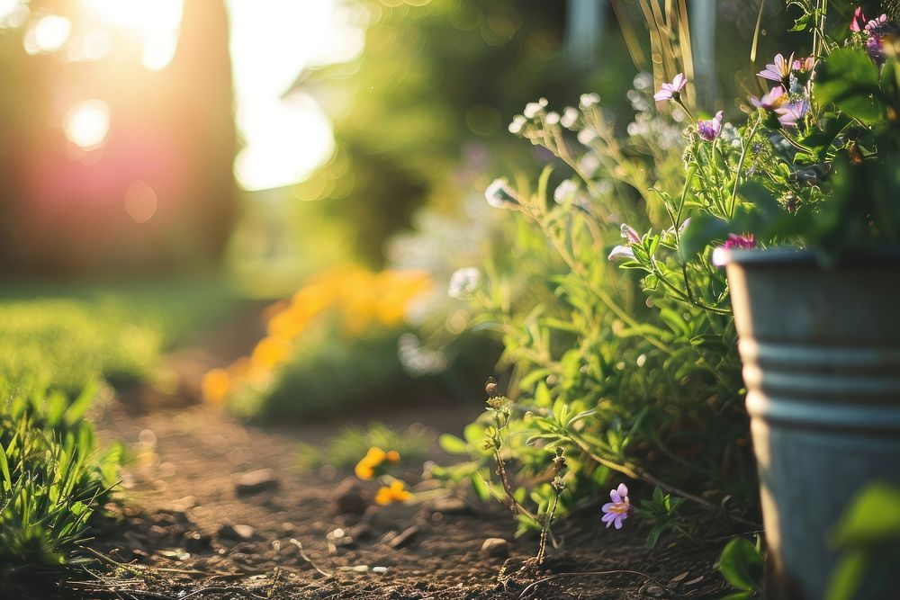 Gardening backdrop landscape sunlight outdoors. AI generated Image by rawpixel.
