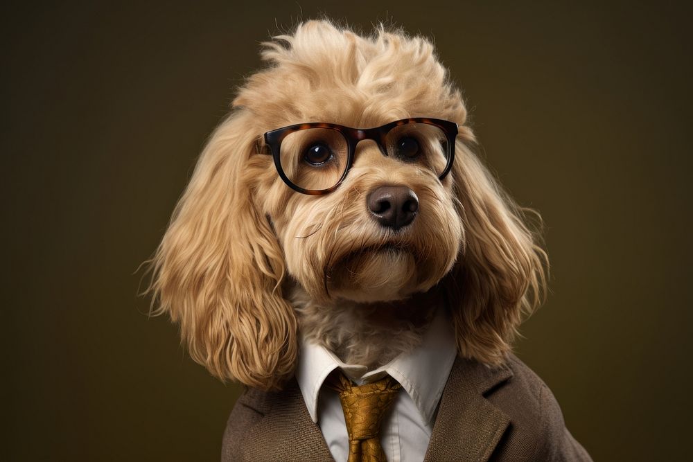 Dog animal portrait glasses.