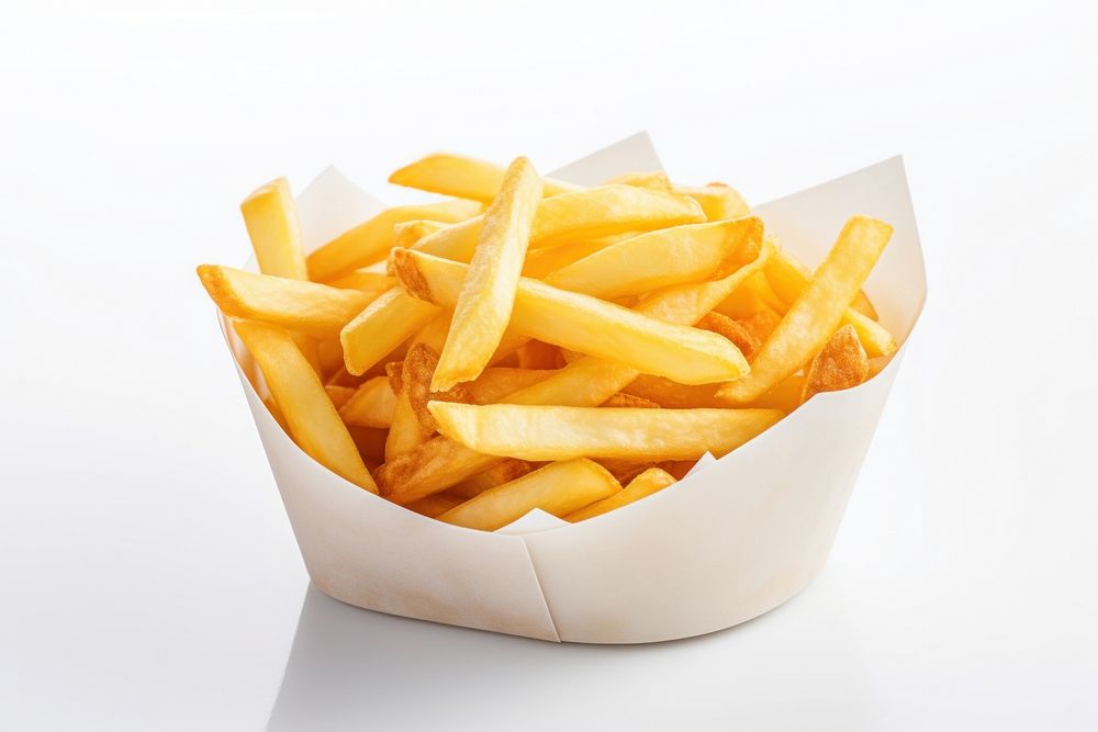 French fries paper food dish.