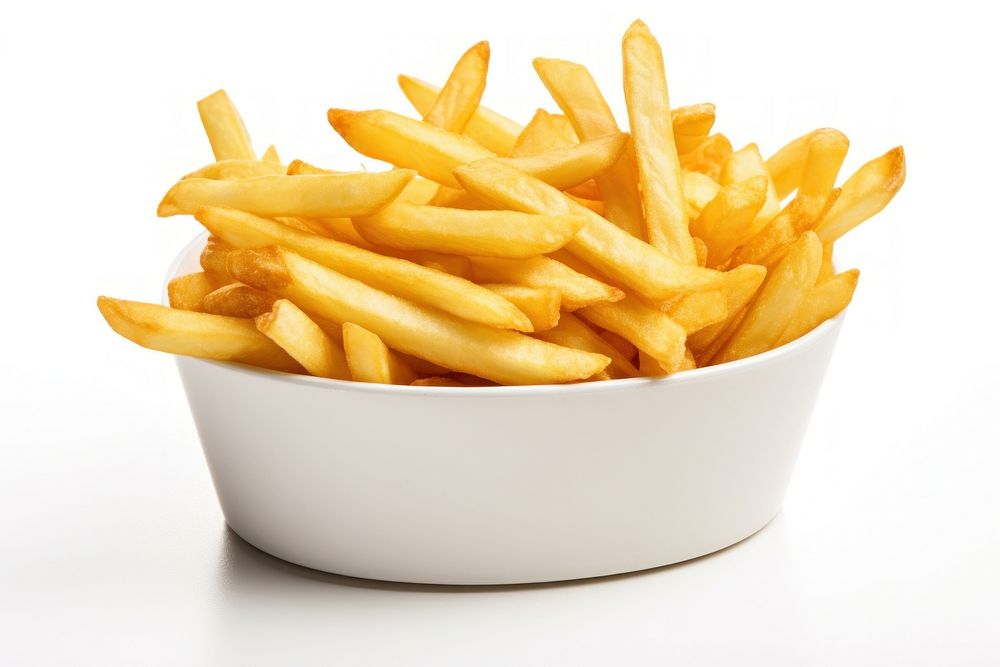 French fries ketchup food dish.