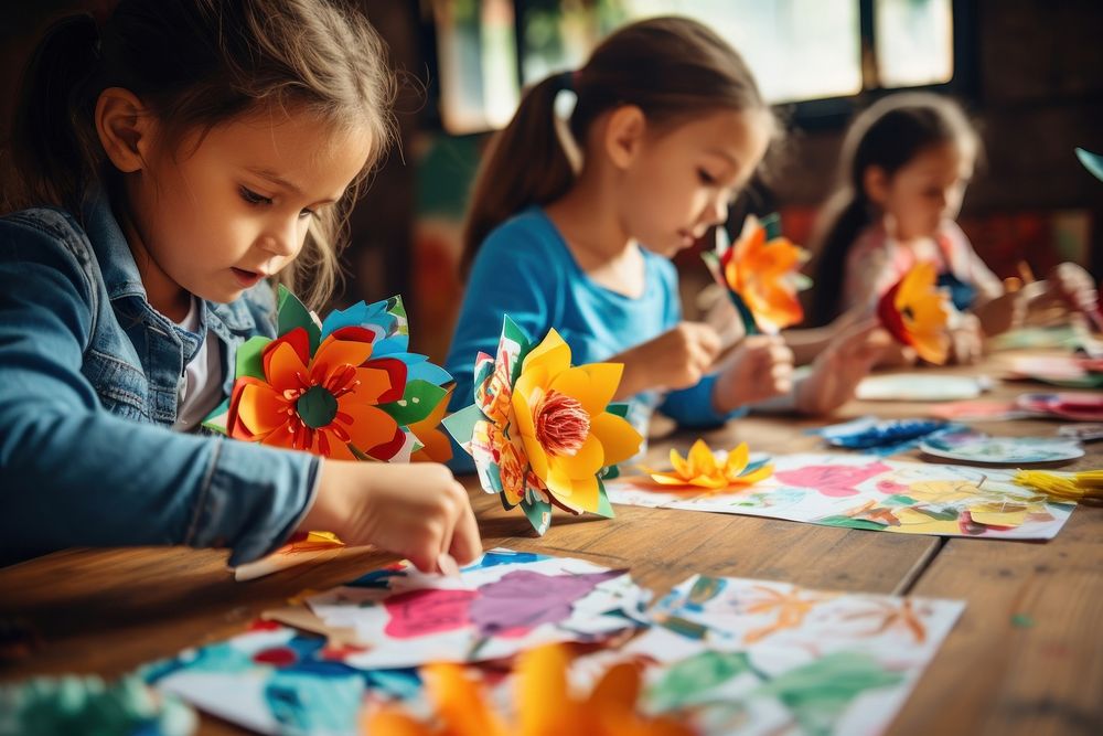 Kids doing arts student craft child. AI generated Image by rawpixel.
