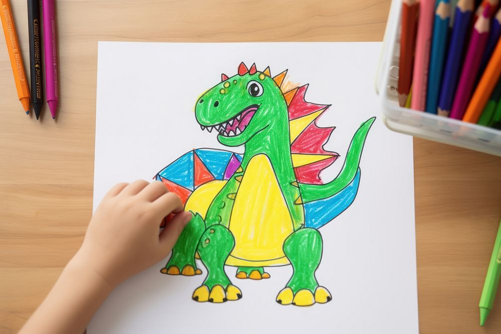 Crayon dinosaur drawing sketch hand. | Premium Photo - rawpixel