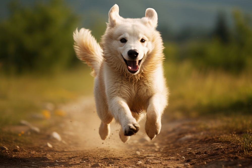 Happy dog running mammal animal pet.