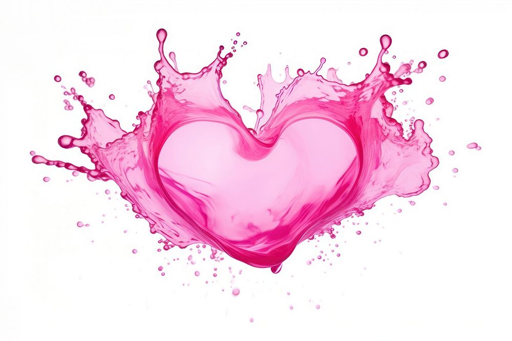 Heart pink liquid splash white background heart shape splattered. AI generated Image by rawpixel.