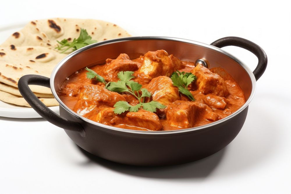 Indian butter chicken curry dish food stew.