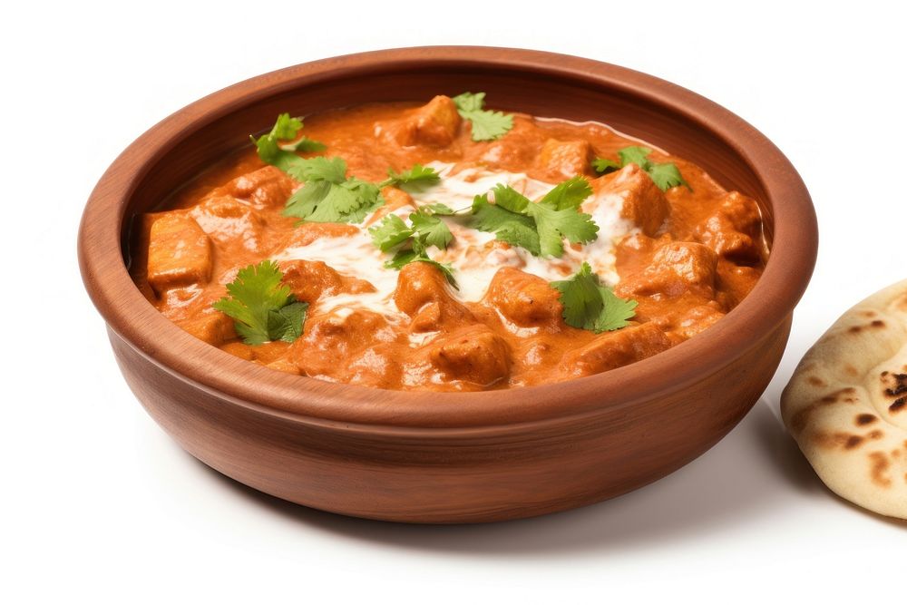 Indian butter chicken curry dish food meal.