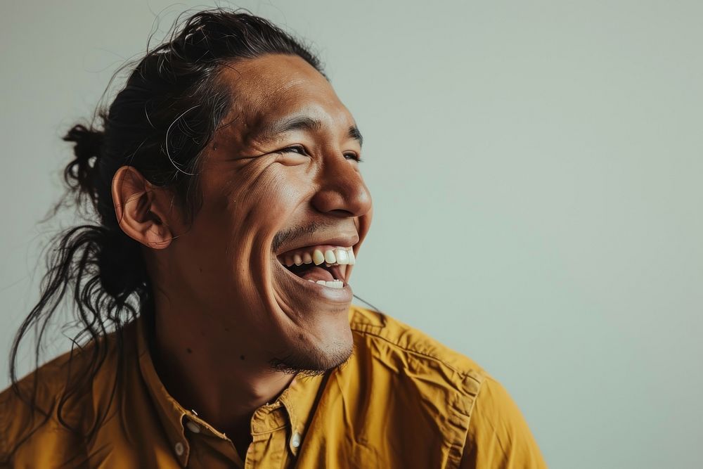 Native american man laughing smile happiness enjoyment. AI generated Image by rawpixel.