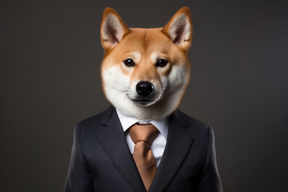 Shiba inu animal portrait necktie.