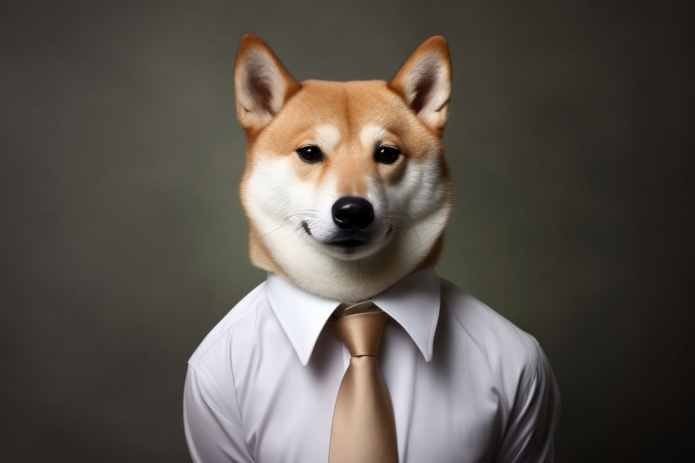 Shiba inu animal tie portrait.