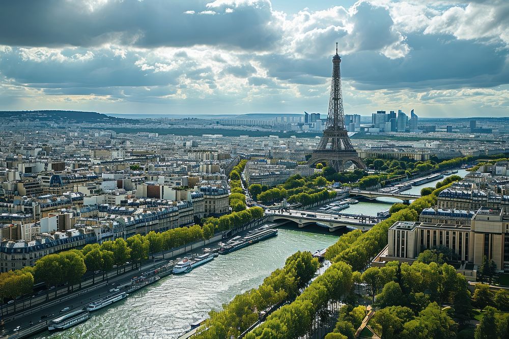 Paris aerial view tower architecture cityscape. AI generated Image by rawpixel.
