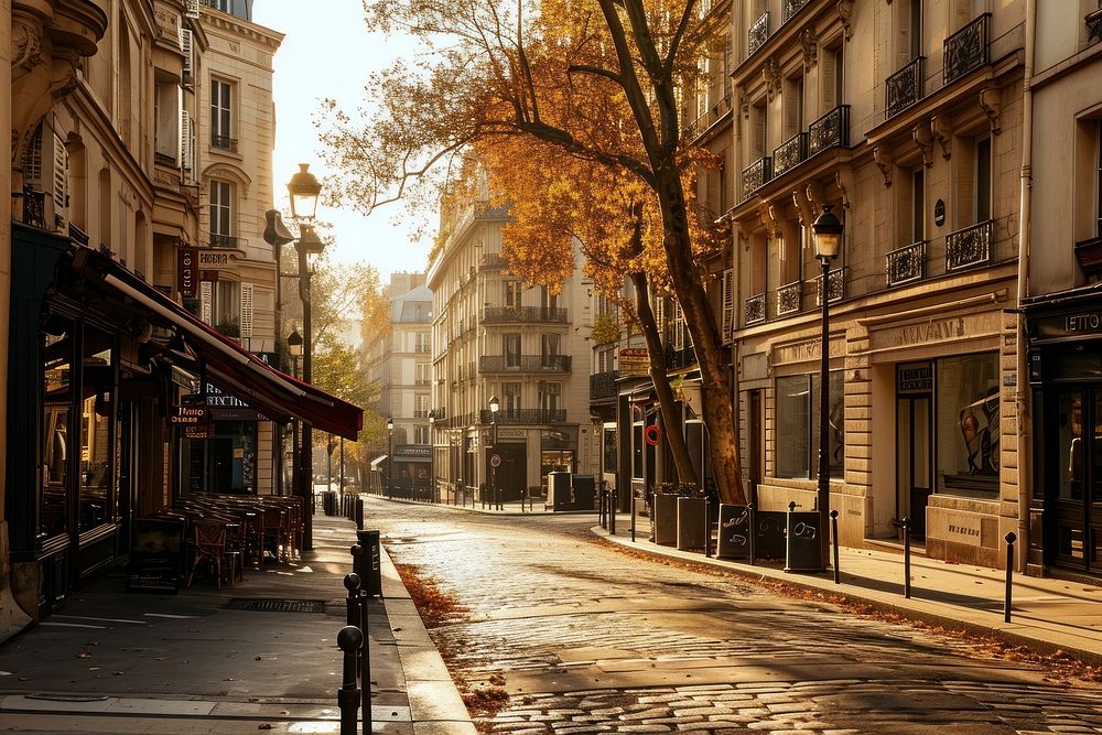 Paris streetview autumn alley city. 