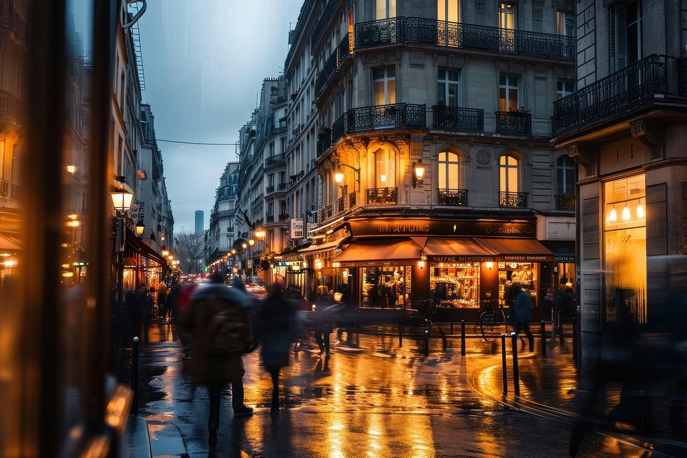 Paris urban metropolis vehicle street. AI generated Image by rawpixel.