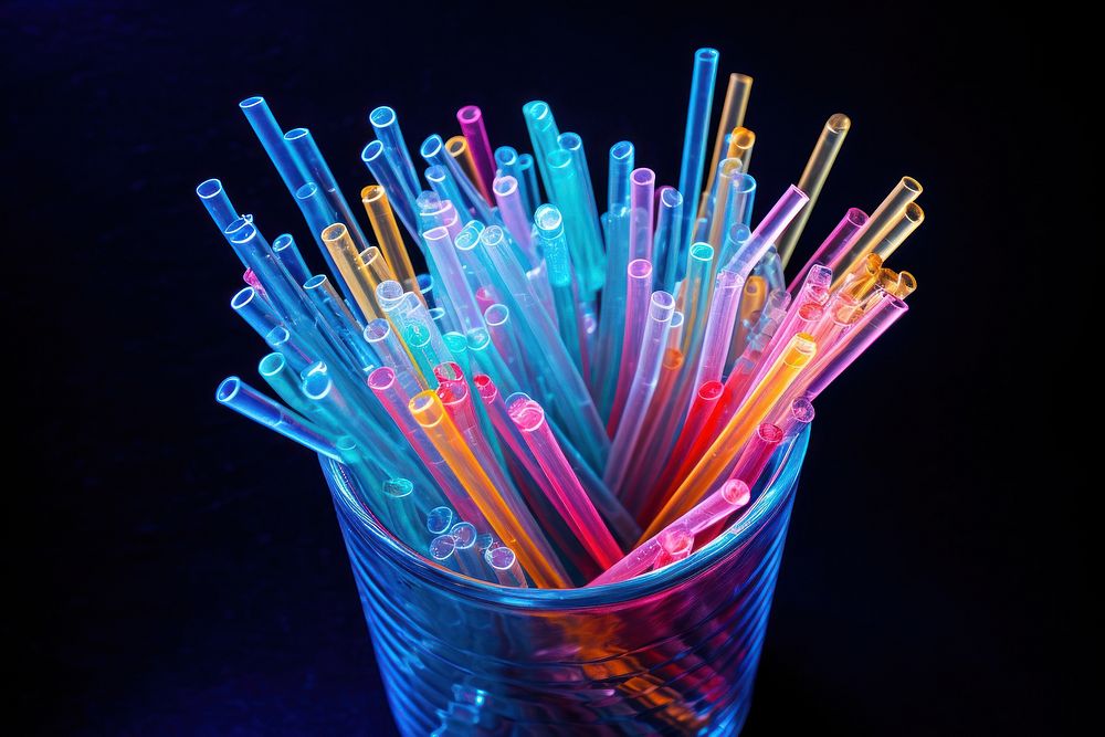Plastic straw illuminated refreshment variation. AI generated Image by rawpixel.