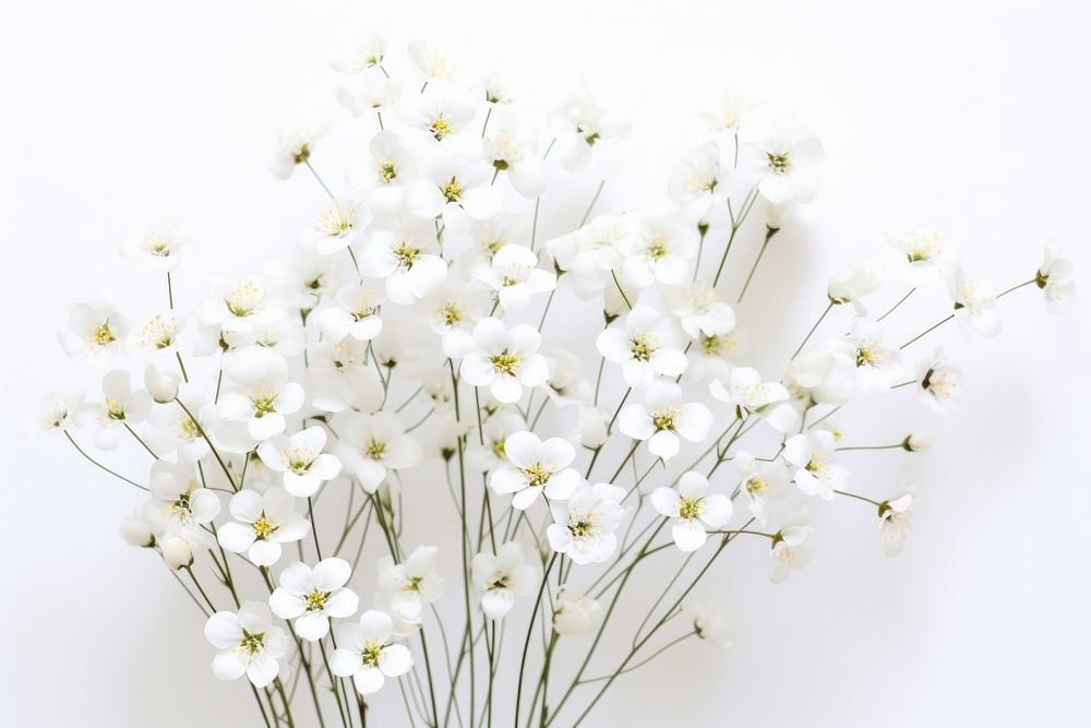 White gypsophila flowers plant petal white background.