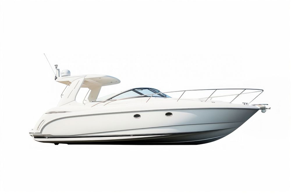 White speed boat vehicle yacht white background. AI generated Image by rawpixel.