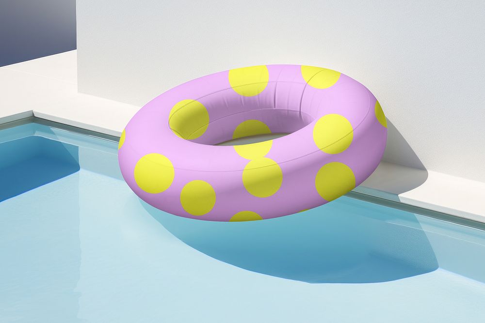 Purple swim ring by a pool