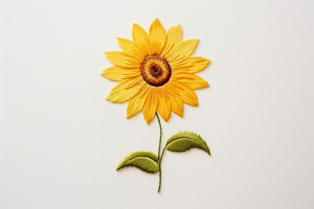 A sunflower in embroidery style pattern textile plant.