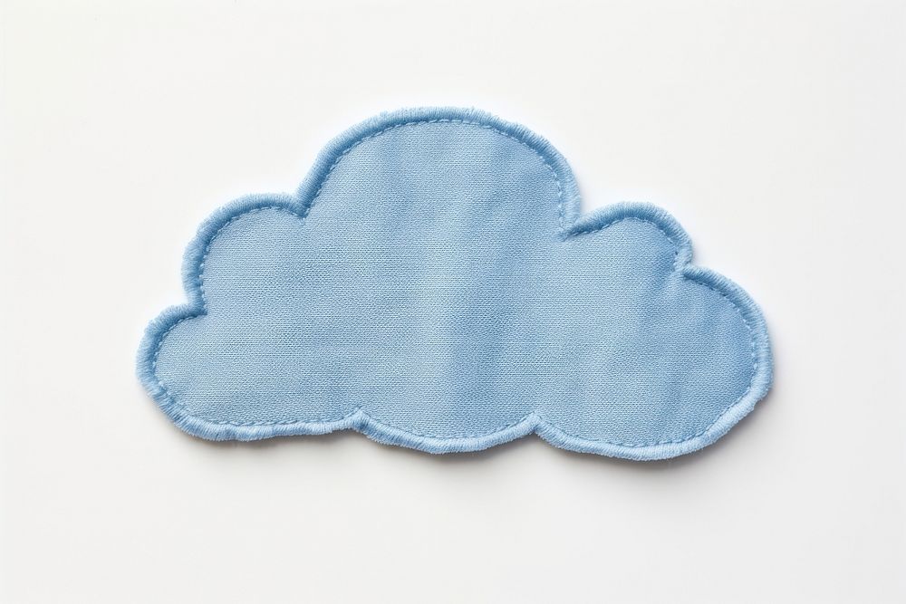 Blue cloud in embroidery style textile pattern applique.