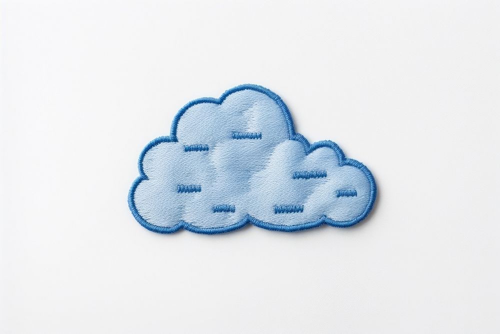 Blue cloud in embroidery style textile white creativity.