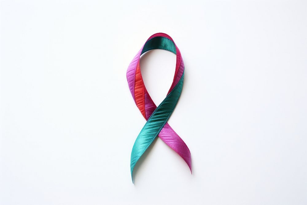 Ribbon awareness in embroidery style art accessories turquoise.
