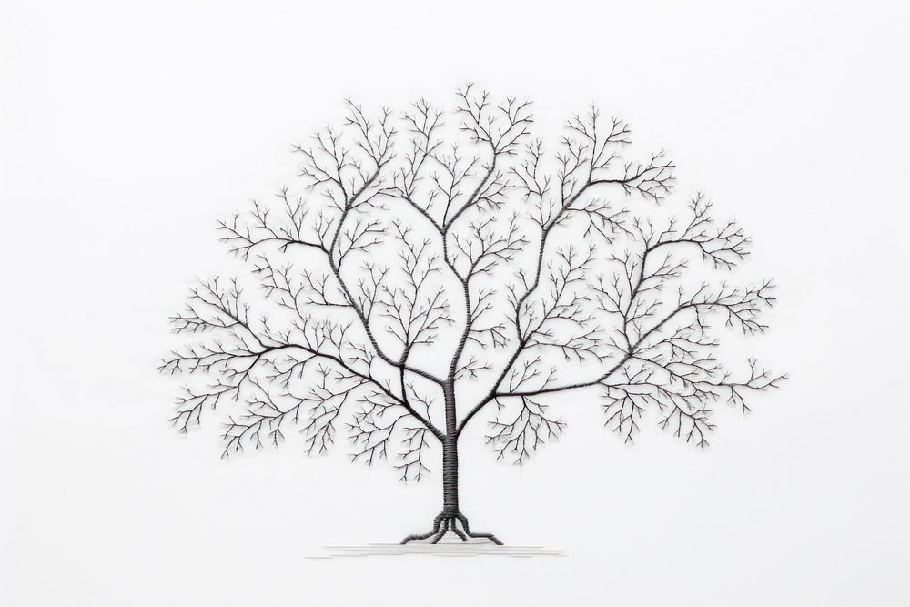 Tree in embroidery style drawing sketch plant.