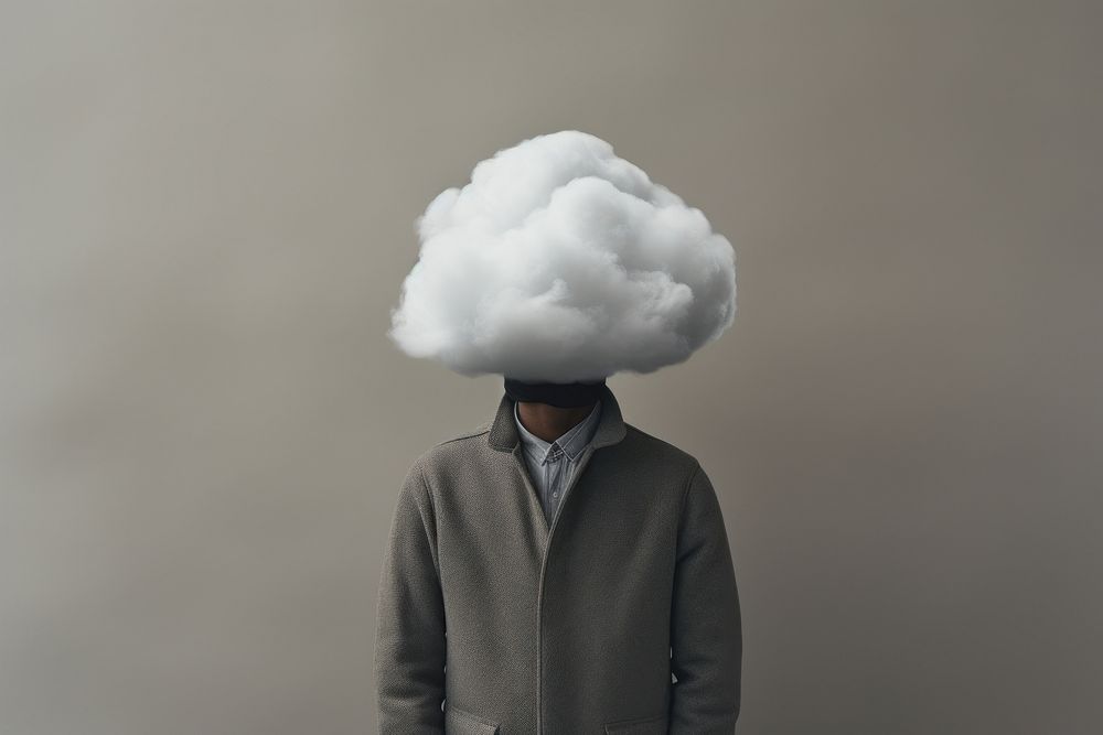 Man with a dark cloud over his head nature adult portrait.