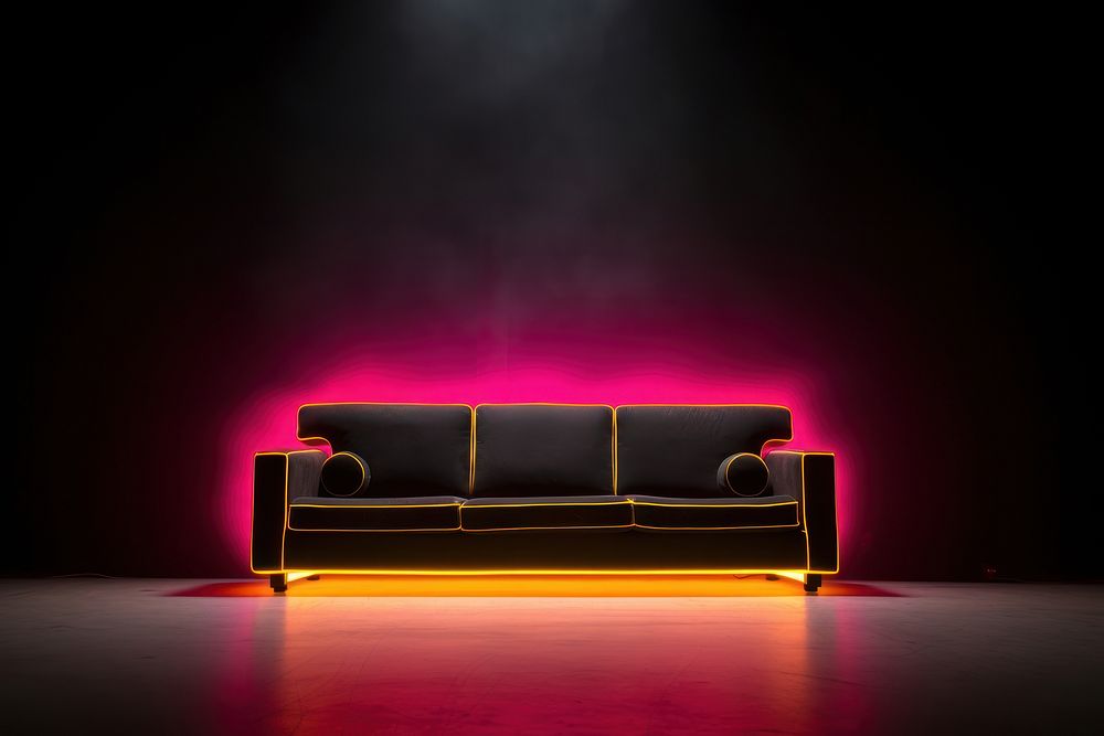 Photography of a sofa radiant silhouettes light furniture lighting.