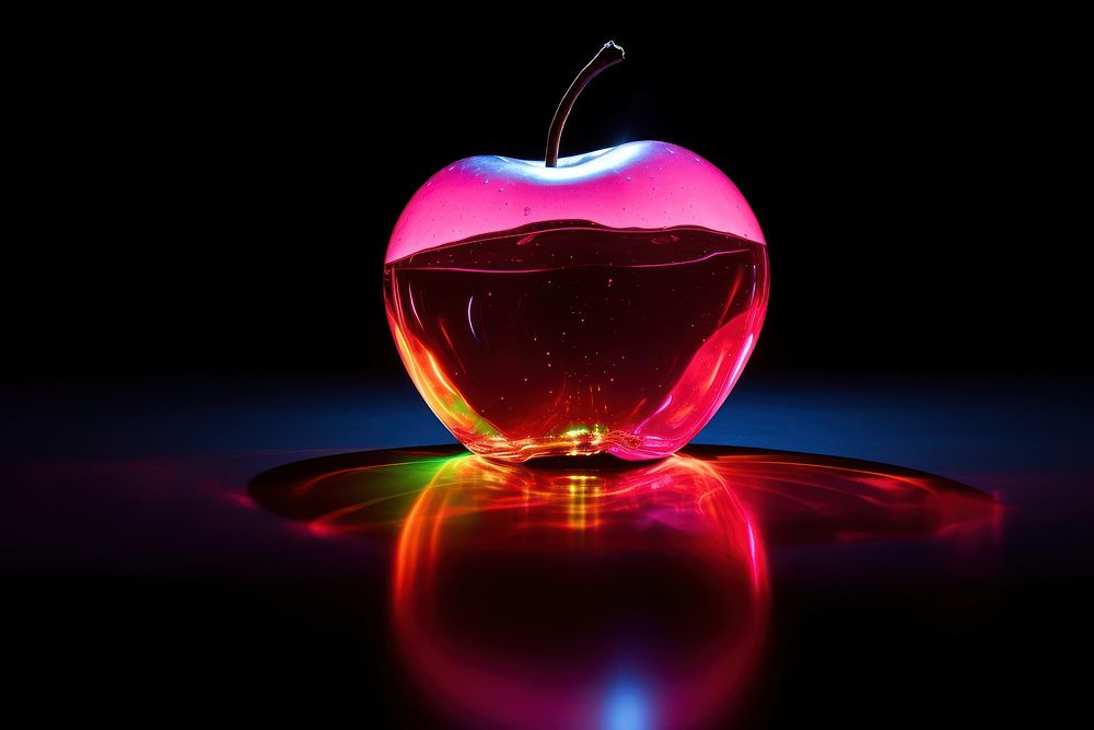 Photography of apple radiant silhouette light fruit illuminated.