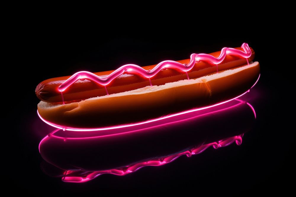 Photography of hotdog radiant silhouette ketchup light food.