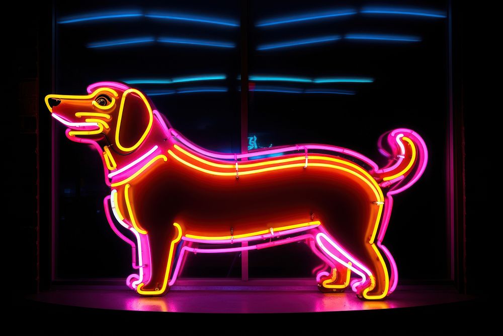 Photography of hotdog radiant silhouette light neon representation.