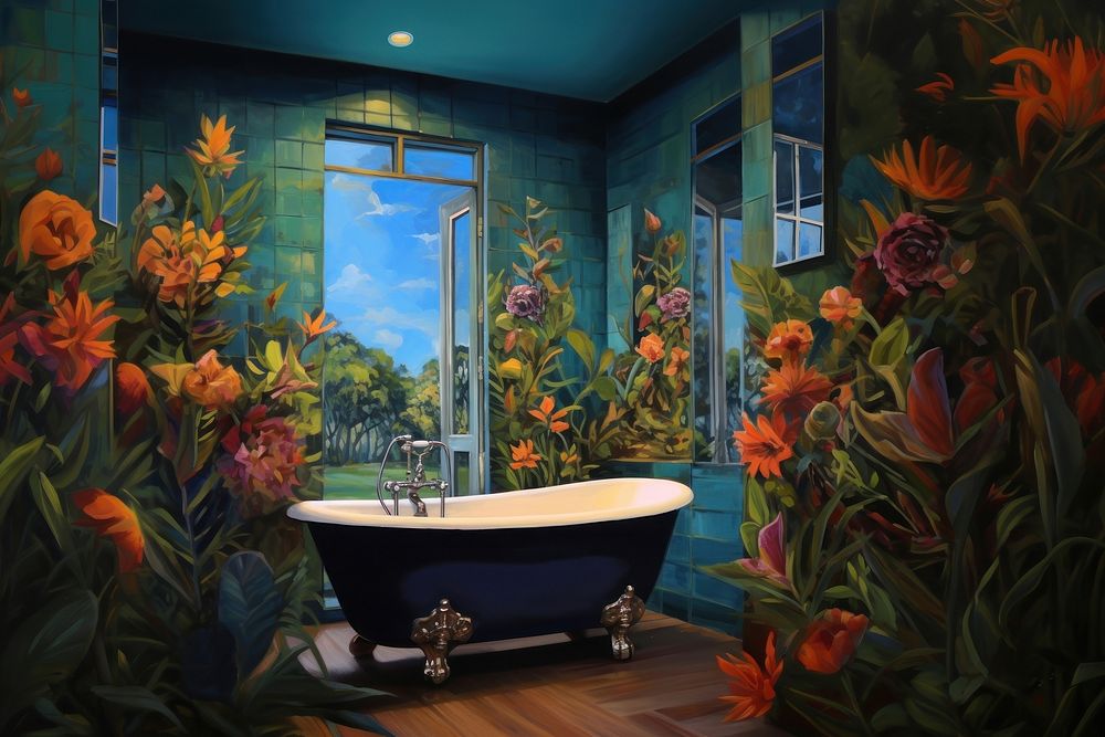 Bathroom painting bathtub art.