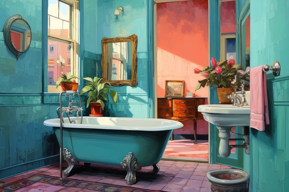 bathroom-painting-bathtub-sink-free-photo-illustration-rawpixel